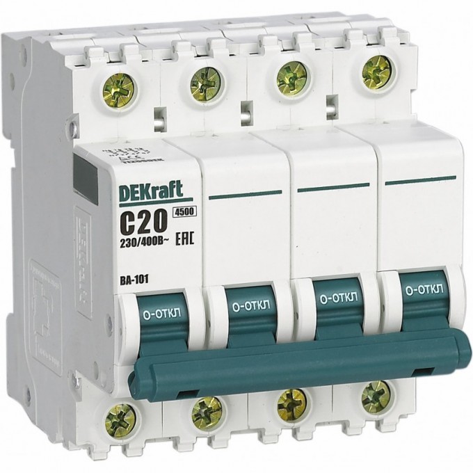 Автоматический выключатель SCHNEIDER ELECTRIC DEKRAFT 4Р 50А х-ка C ВА-101 4,5кА 11095DEK