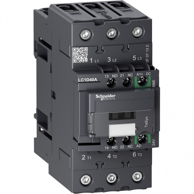 Контактор SCHNEIDER ELECTRIC TESYS 3P EVERLINK AC3 440В 40A, КАТУШКА УПР. 24В DC, пружинный зажим LC1D40ABBE