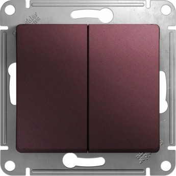 2-клавишный переключатель SCHNEIDER ELECTRIC GLOSSA, сх.6/2, 10АХ, механизм, БАКЛАЖАНОВЫЙ