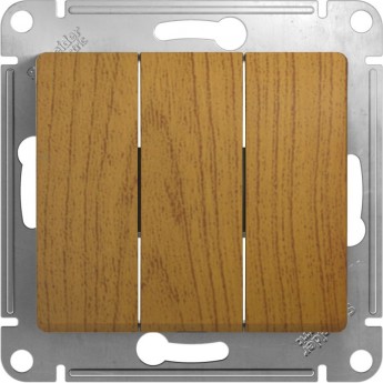 3-клавишный выключатель SCHNEIDER ELECTRIC GLOSSA, сх.1+1+1, 10АХ, механизм, ДЕРЕВО ДУБ