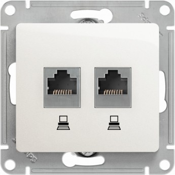 Розетка двойная компьютерная SCHNEIDER ELECTRIC GLOSSA RJ45+RJ45, кат.5E, механизм, перламутр