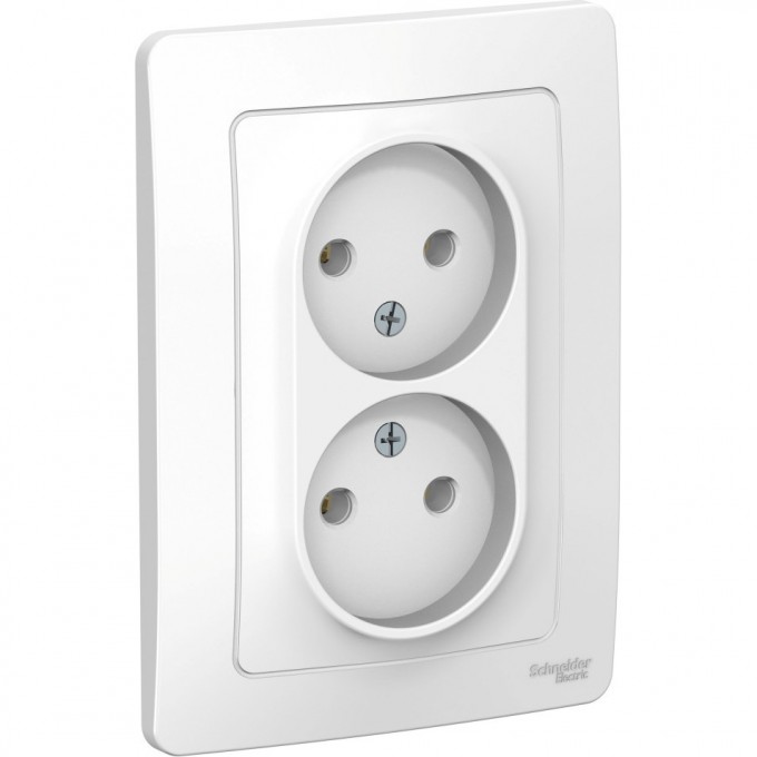 Розетка двойная SCHNEIDER ELECTRIC BLANCA с/у без заземления, без шторок, 16А, 250В, белый BLNRS000021