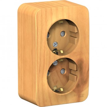 Розетка двойная SCHNEIDER ELECTRIC BLANCA с заземлением, со шторками, с изолирующей пластиной, 16А, 250В, ясень