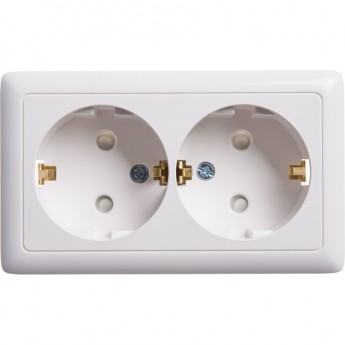 Розетка двойная SCHNEIDER ELECTRIC ХИТ О/У, с заземлением со шторками, 16А, белый. Россия