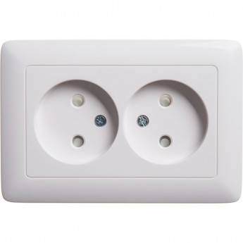 Розетка двойная SCHNEIDER ELECTRIC ХИТ С/У, без заземления со шторками, 16А, белый. Россия