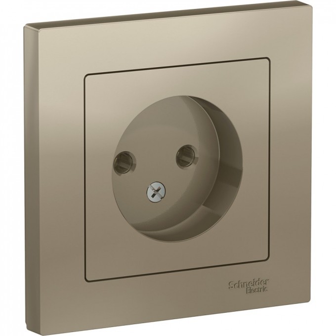 Розетка SCHNEIDER ELECTRIC ATLASDESIGN без заземления, в сборе, шампань ATN000540