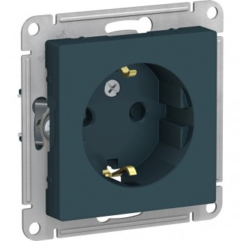 Розетка SCHNEIDER ELECTRIC ATLASDESIGN с заземлением, со шторками, механизм, изумруд