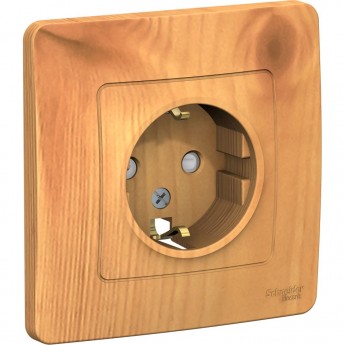Розетка SCHNEIDER ELECTRIC BLANCA с/у, с заземлением, со шторками, 16А, 250В, ясень