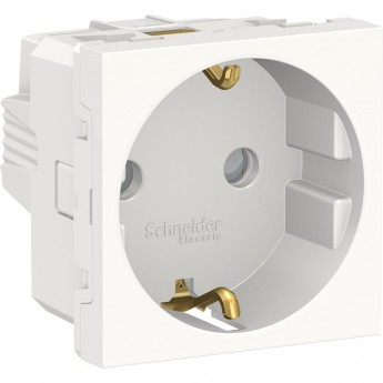 Розетка SCHNEIDER ELECTRIC UNICA MODULAR с заземлением, со шторками, с винтовыми зажимами, 16А, 250В, 2 модуля, белый