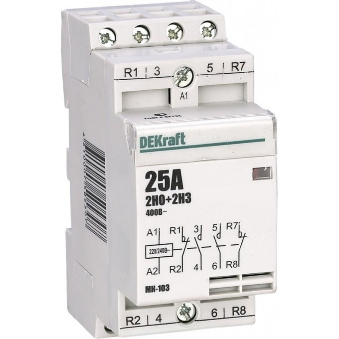 Модульный контактор DEKRAFT 2НО+2НЗ 16А 230В МК-103 18055DEK